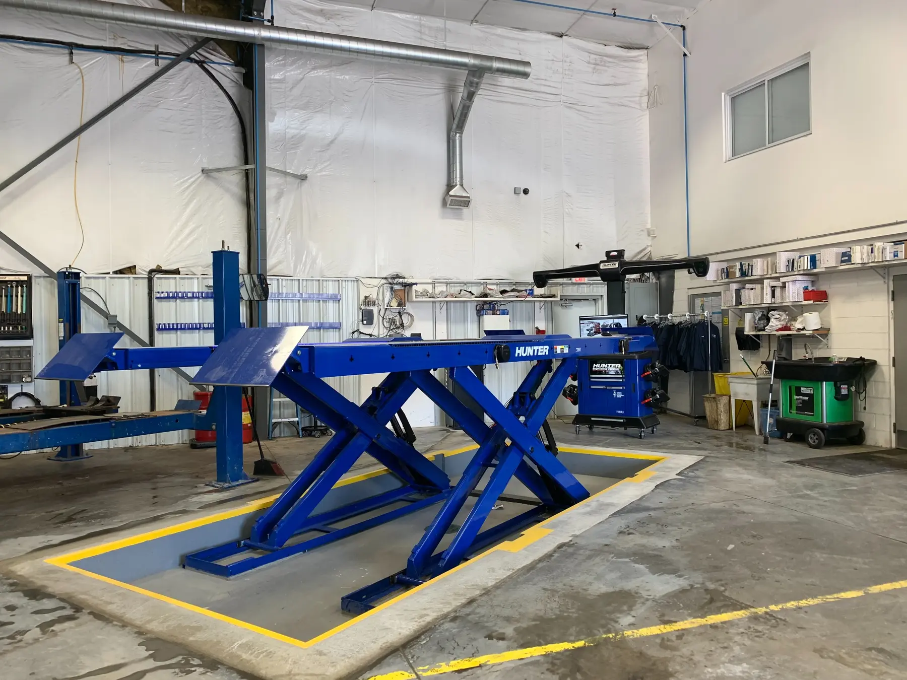 Blue Hunter lift installed in the prepared recess