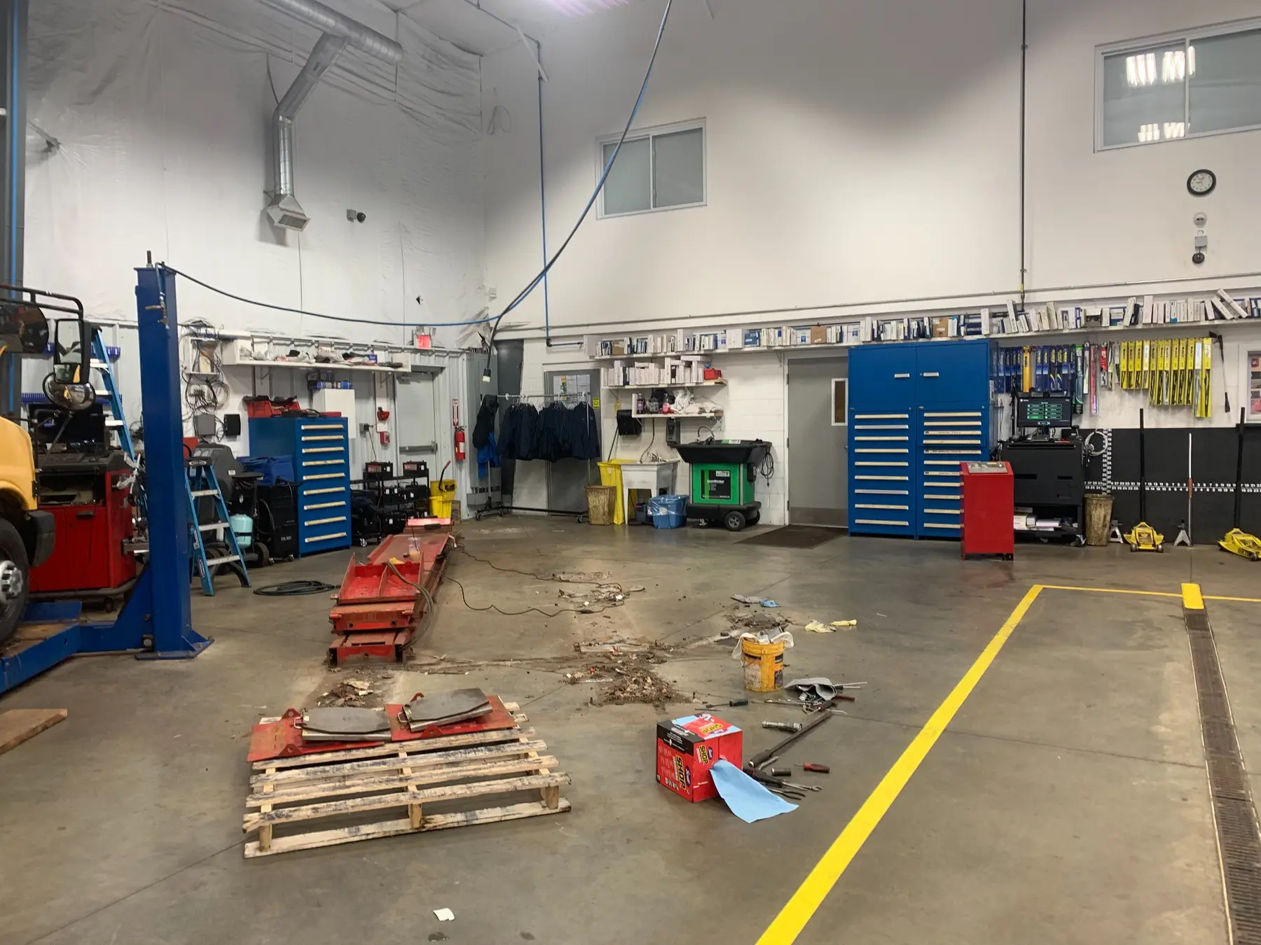 Cleared service bay after existing equipment removal