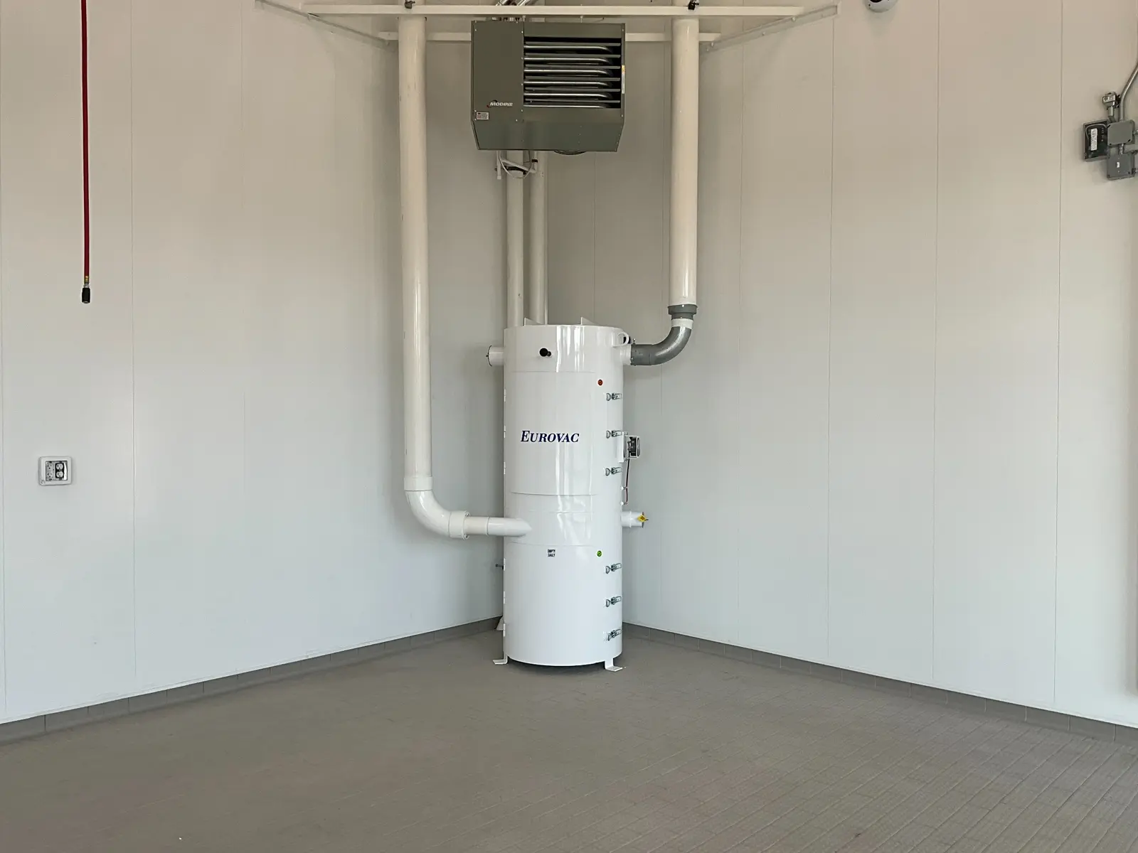Centralized vehicle exhaust extraction equipment with installed ductwork