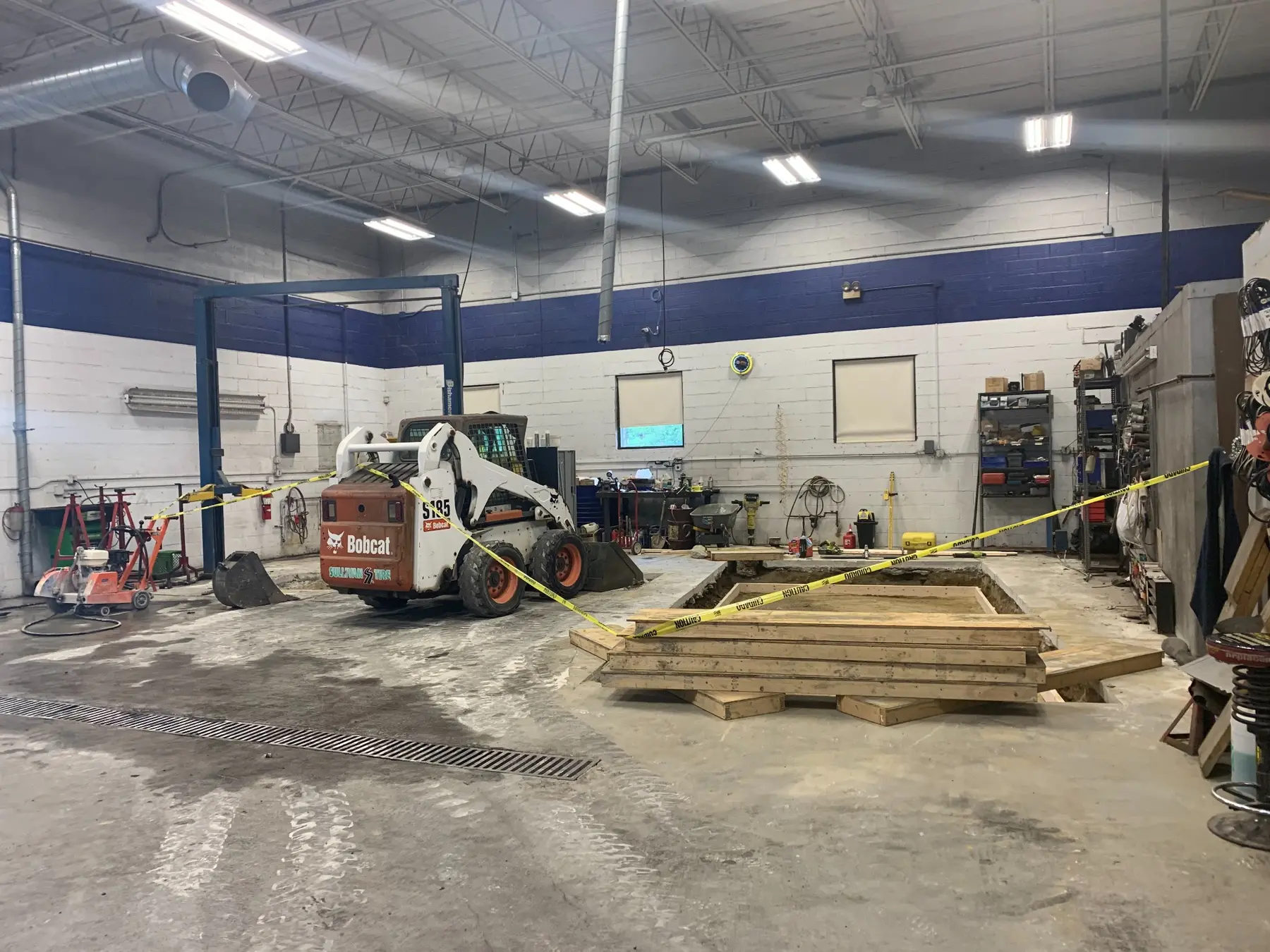 Shop floor demolition in progress