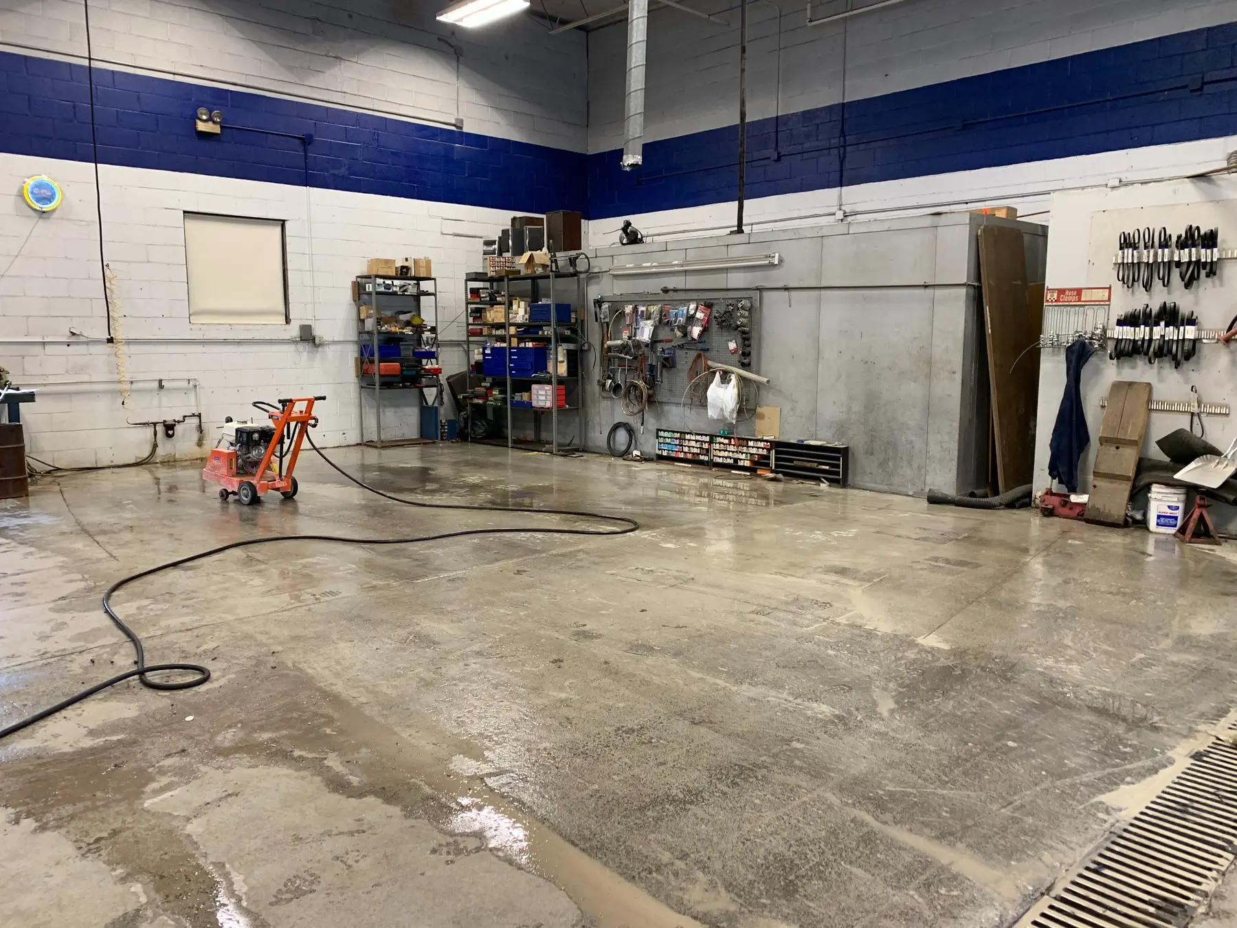 Empty shop floor before new equipment installation