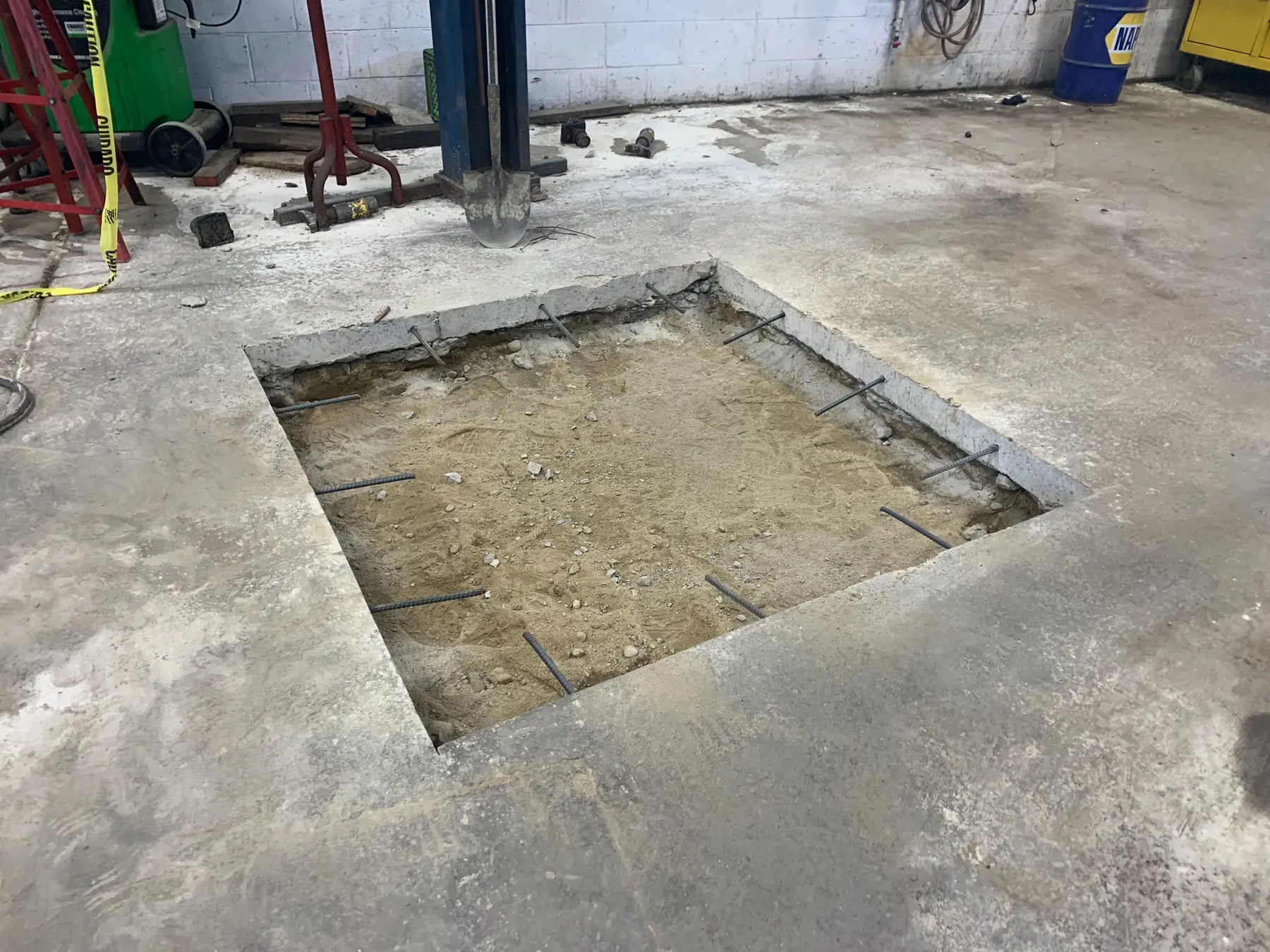 Reinforcement prepared before concrete placement
